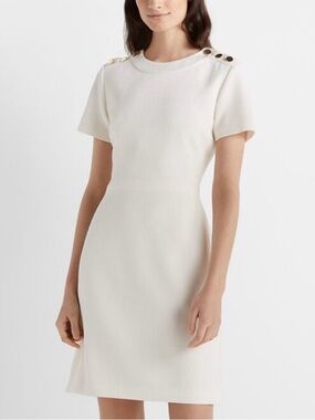 Club Monaco - Short-Sleeve Cream Dress with Shoulder Buttons Size 00